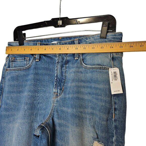 Old Navy Womens Power Straight High Rise Jeans Size 8 Distressed Blue Denim - Picture 6 of 9